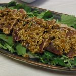 かつおのたたきしびれゴマぽん酢・新生姜と鶏レバの甘辛煮・新ごぼうとツナの味噌炒め煮