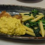 チキンソテーカルボナーラソース・甘酸っぱいきんかんサラダ