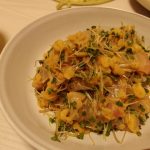 鯛とスプラウトの揚げ玉ぽん酢和え・大根とにんじんのじっくりソテー