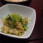 鯛とみつばのごまスコ和え・新玉とにんじんのオーロラスパサラ