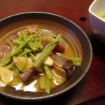 ミズとかつおのにんにくレモスコ漬け・山うどとかつおのごまスコぬた・山うどのおかか塩きんぴら