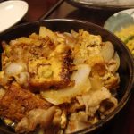 厚揚げと豚トロの生姜焼き・菜の花と大根の味噌卵とじ