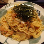実山椒とごぼうの明太子スパゲティー