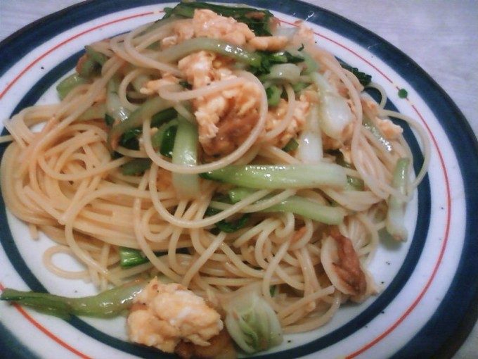ツナと青梗菜の中華風スパゲティー