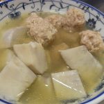だしいらず!海老芋とおかか鶏だんごの煮物・せせりと加賀れんこんのきんぴら・雪うるいと菜の花のじゃこサラダ