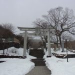 冬の那須温泉神社雪景色と鳥居