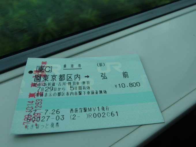 東京発弘前行き旅を共にした乗車券とももうすぐお別れ