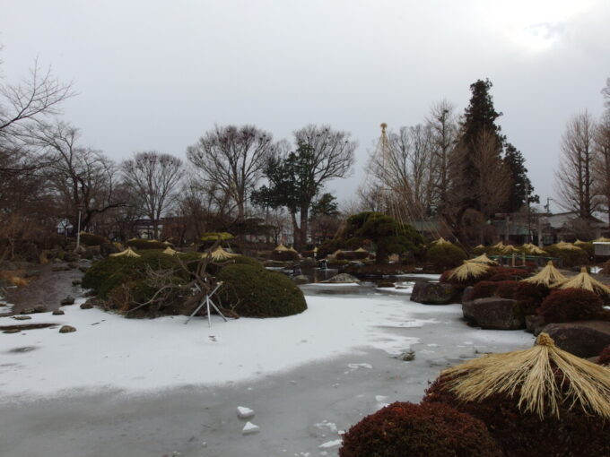 1月中旬冬の上諏訪高島公園の庭園