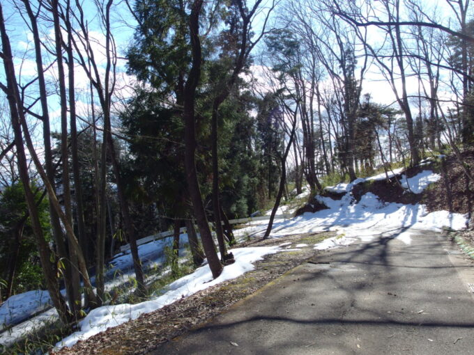 2月中旬冬の福島信夫山車道ルートで下山