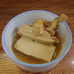 8月上旬夏の弘前郷土料理しまやほたてと高野豆腐の煮物