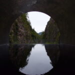 10月上旬初秋の清津峡渓谷トンネル終点のライトケーブ