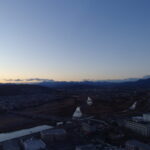 12月下旬師走の高崎市役所展望台から望む群馬の美しい夕暮れ