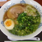 2月上旬姫川温泉湯の宿朝日荘瘡の湯隣接の食堂ラーメンネギラーメン