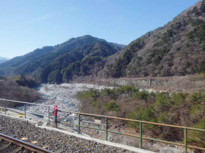 3月上旬中央西線車窓から眺める木曽川