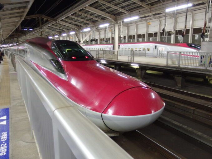 10月中旬初秋夜の仙台駅に入線するE6系こまち号東京行き