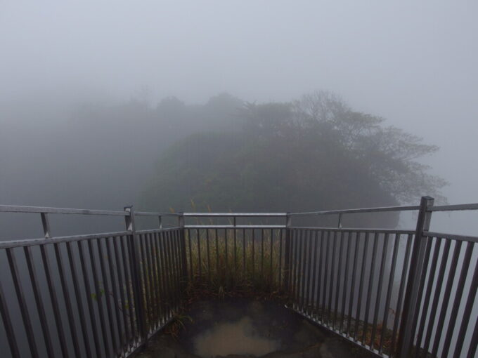11月上旬雨の鋸山日本寺霧に煙る地獄のぞき