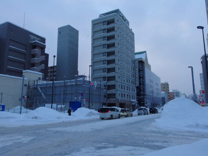 1月中旬冬の北海道大雪の後の札幌ホテルルートイン札幌北四条