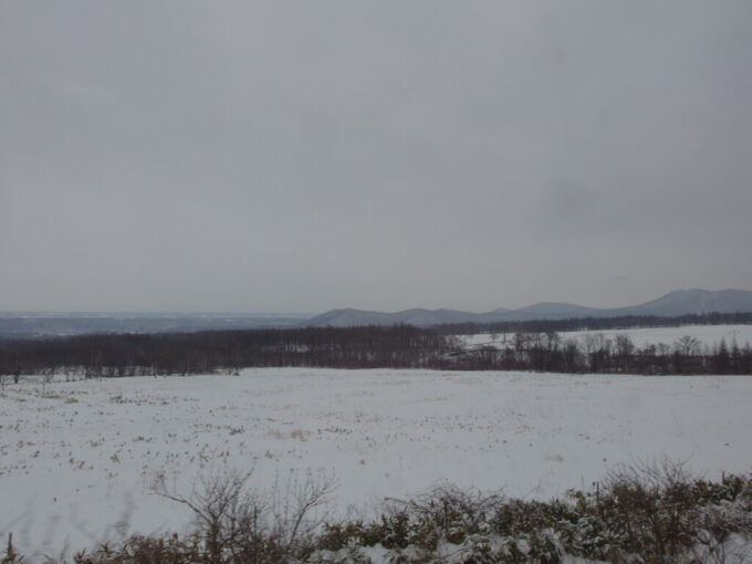 1月中旬冬の北海道大雪の後のキハ261系特別急行とかち号日高山脈を越え十勝平野へと向けて駆け下りる