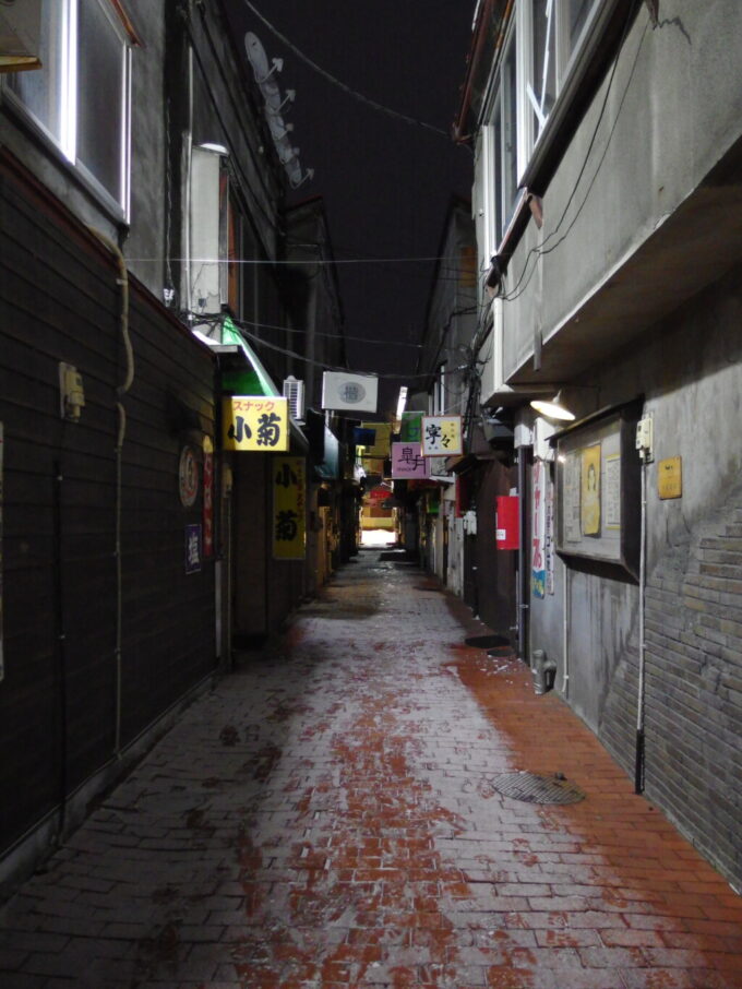 1月中旬冬の初十勝帯広昭和レトロ風の装飾を施された本物の昭和レトロいなり小路