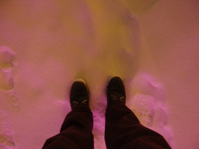 1月中旬冬の初十勝帯広駅最後に純白の粉雪を踏みしめる