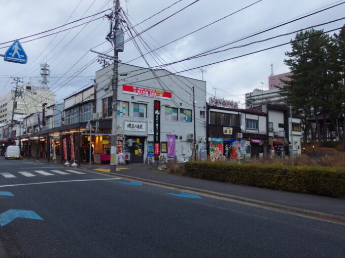 2月中旬小雨交じりの盛岡櫻山神社の前に広がる昭和レトロ感溢れる横丁