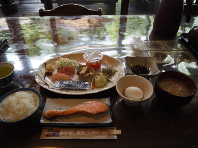 7月上旬信州茅野八ヶ岳天狗岳登山口唐沢鉱泉2泊目朝食