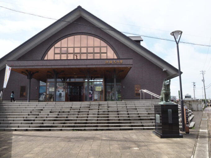 8月上旬夏の北東北大館駅前に位置する秋田犬の里