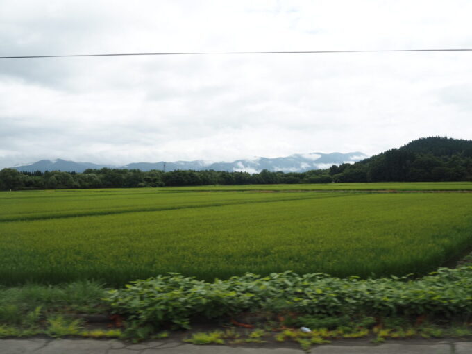 8月上旬夏の北東北秋田みちのく号車窓から眺める豊かな田園