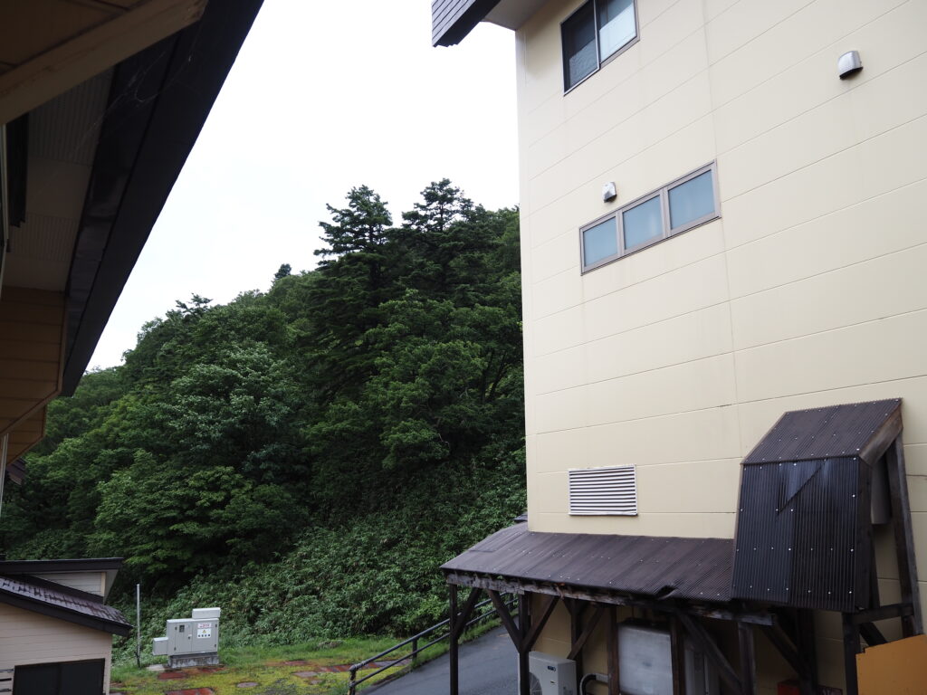 8月上旬夏の秋田八幡平後生掛温泉で迎える雨上がりの朝