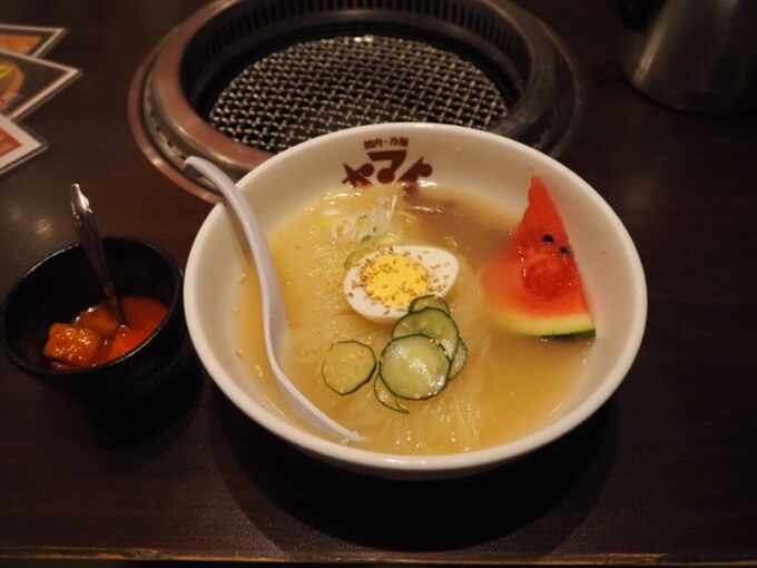 8月下旬太平洋フェリーいしかり仙台港一時上陸の楽しみ焼肉・冷麵ヤマトで生ビールと冷麺を味わう