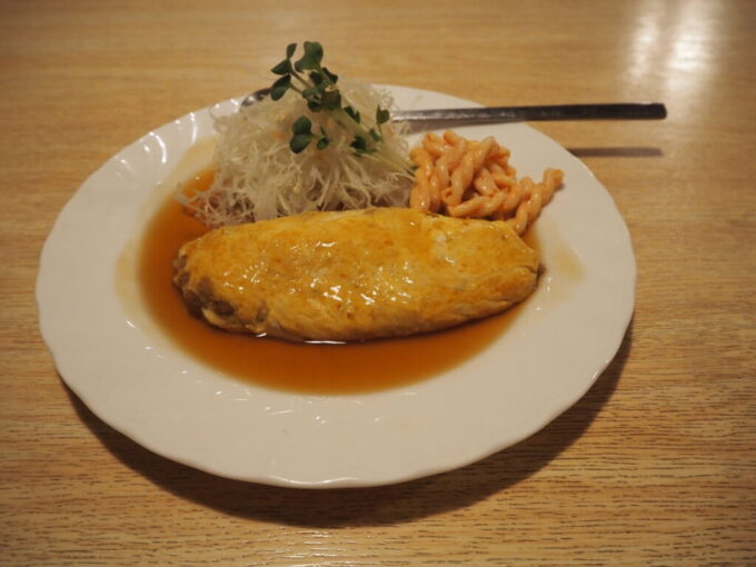 8月下旬茨城水戸喰処飲処てんまさ納豆あんかけオムレツ