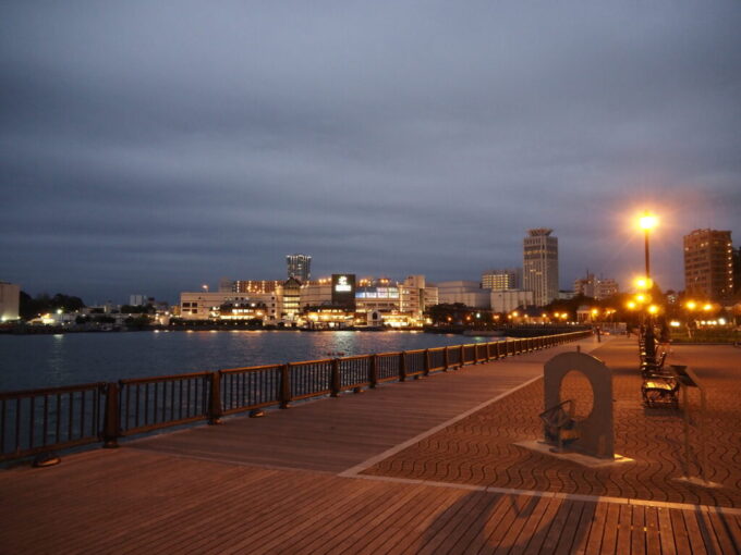 10月下旬夕刻の横須賀街の灯りが宝石のように煌めくヴェルニー公園