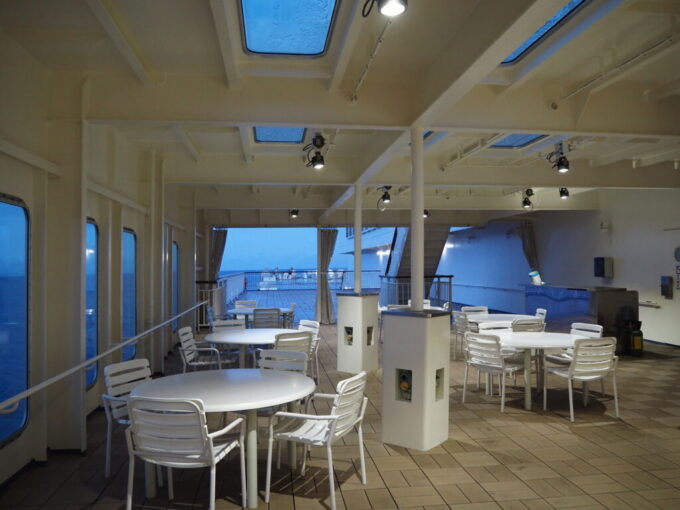 10月下旬初めての東京九州フェリーそれいゆレストラン後方に設けられたバーベキューガーデン