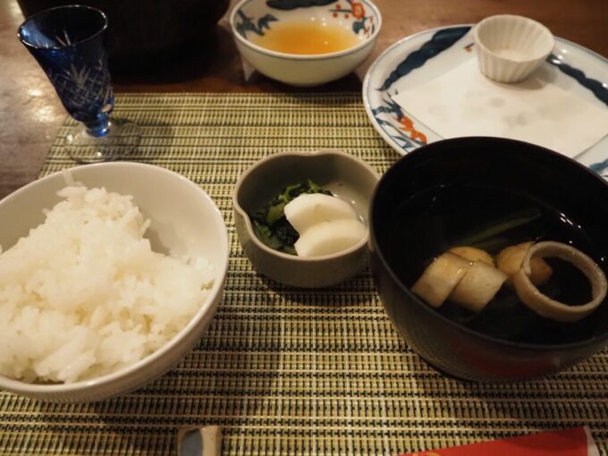 10月下旬12年ぶりの別府鉄輪温泉かんなわゆの香ご飯と高菜漬けお吸い物で最高の夕食の〆を