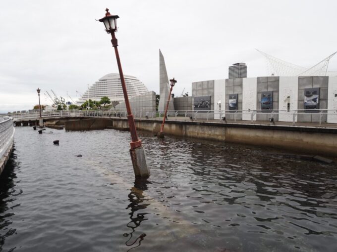 10月下旬16年ぶりの神戸メリケン波止場メリケンパークに保存された神戸港震災メモリアルパークの崩壊した岸壁