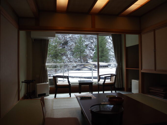 12月中旬塩原温泉郷元湯温泉秘湯の宿元泉館和室客室