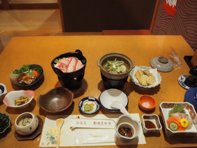 2月上旬冬の花巻台温泉松田屋旅館1泊目夕食