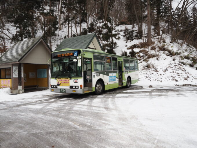 2月上旬冬の花巻台温泉2泊過ごした松田屋旅館に別れを告げ岩手県交通で花巻駅へ