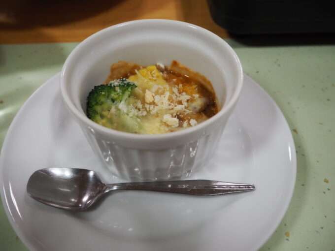 3月上旬浅間山登山口天狗温泉浅間山荘2泊目夕食牛のグラタン