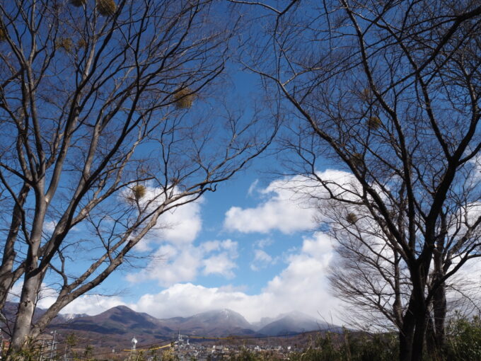 3月上旬初めての小諸小諸城址懐古園二の丸跡から望む雄大な浅間山
