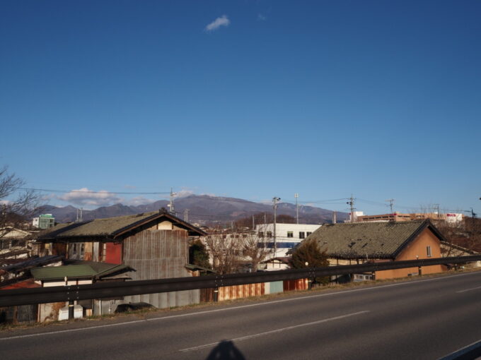 3月上旬初めての上田千曲川の堤防から眺める上信国境の山々