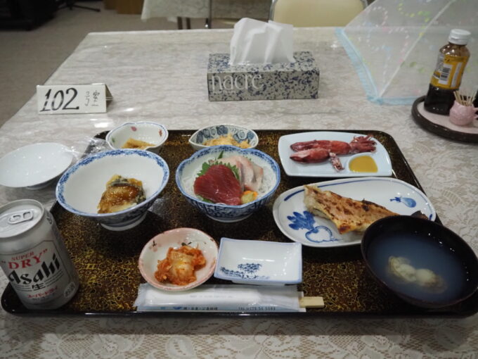 8月上旬夏の東北旅初めての三八上北東北町上北町温泉旅館水明1泊目夕食