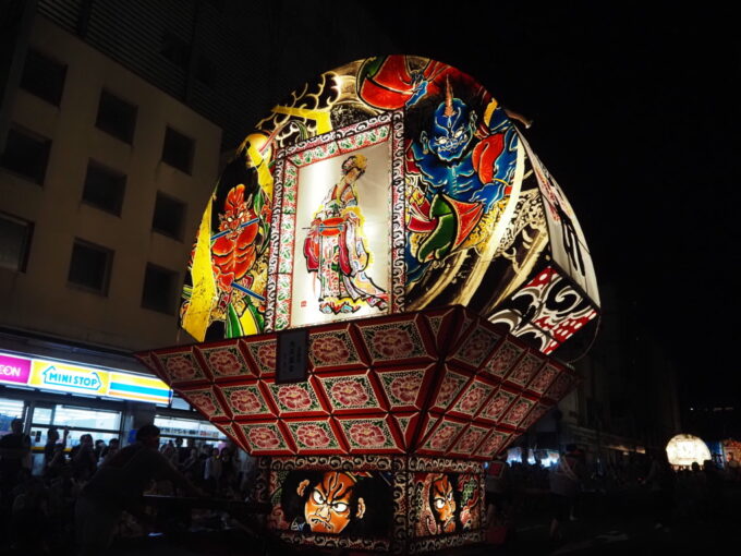 8月上旬夏の東北旅弘前ねぷた見送り絵を護るように猛る風神雷神