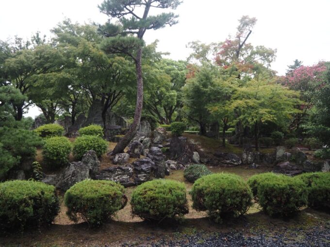 9月上旬雨の名古屋城二之丸庭園陸軍将校集会所の前庭として作庭された前庭